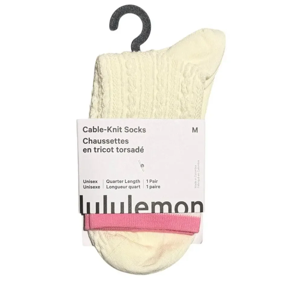 Lululemon Unisex Cable-Knit Quarter Socks Sz Med